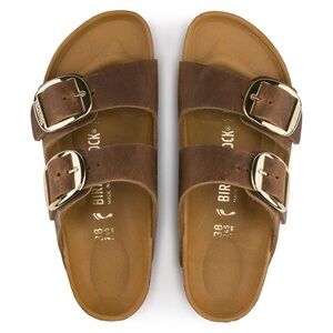 Birkenstock Big Buckle Arizona Sandals Cognac Oiled Leather 37 Medium/Narrow